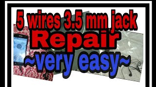 5 wires earphone 35mm jack repair EASY STEPS with wiring diagram [upl. by Pich]