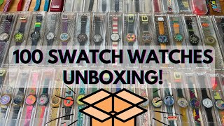 100 Swatch Watch Collection Unboxing  Retro Swatch Watches Estate Lot from the 90s and 80s [upl. by Kalk455]