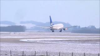 Landing B737600 SAS Grenoble Isère Airport LFLS [upl. by Yeltneb]