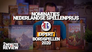 Beste Expert bordspellen 2020  Nominaties Nederlandse Spellenprijs  2 Minute Review NL [upl. by Jules]