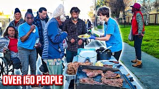 Cooking Over 35 Pounds Of TBone Steak For The Homeless [upl. by Albina]