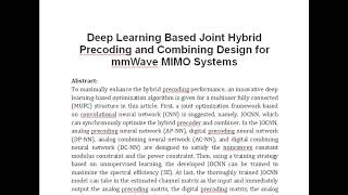 Deep Learning Based Joint Hybrid Precoding and Combining Design for mmWave MIMO Systems [upl. by Ihcego]