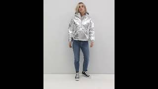 NOISY MAY Petite Metallic Puffer Jacket Pullover Shiny Silver Women  Asos [upl. by Adnik]