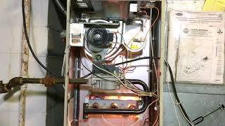 Starting Gas Furnace Carrier Weather Maker 8000 58WAV with Upflow Induced Combustion [upl. by Deuno]