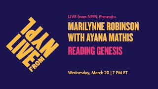 Marilynne Robinson with Ayana Mathis Reading Genesis [upl. by Shawna474]