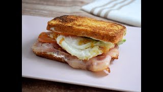 Receta casera del Sándwich de Aguacate Bacon y Huevo Frito Un bocado exquisito Irresistible [upl. by Donn]