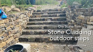 Stone Cladding Outdoor Steps after Rectifying Them [upl. by Eedak680]