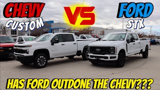 2024 Chevy Silverado Custom HD VS Ford F350 STX Chevy Created This Great Trim And Ford Perfected It [upl. by Udell]