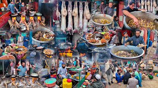 Breakfast in Afghanistan  Traditional morning street food  Shinwari Karahi  Liver Fry [upl. by Allerbag775]