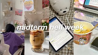 study vlog ‧₊˚🖇️ 6 AM productive midterms week vlog 🌷days before exam early mornings study cram [upl. by Airlia]