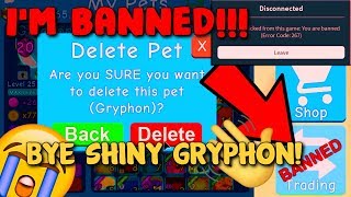 DELETING SHINY GRYPHON 😱 IM BANNED IN BUBBLE GUM SIMULATOR 😥 EXPOSING DUPER WHO DUPED ALL PETS 😡 [upl. by Selfridge]