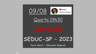 Correção Concurso SEDUCSP  Banca VUNESP  Parte Geral  Educação Especial [upl. by Nel]