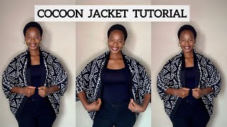 DIY COCOON JACKET  How to Cut and Sew a Cocoon Jacket also known as Rectangular Jacket [upl. by Attaynik]