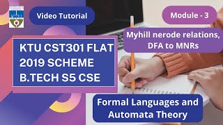 KTU CST301 FLATS5 CSModule 3 Part 1Myhill nerode relations DFA to MNRs [upl. by Jelle846]