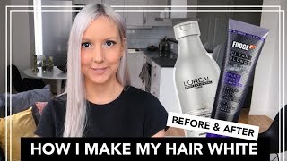 HOW TO USE SILVER SHAMPOO  PURPLE SHAMPOO FUDGE VS LOREAL  BEFORE AND AFTER  2018 [upl. by Cyprian116]