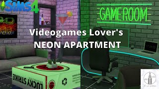 Videogames Lovers NEON APARTMENT  The Sims 4 Speed Build  CC [upl. by Buckels]