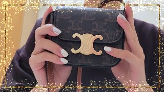 CELINE mini triomphe bag review [upl. by Anilecram459]