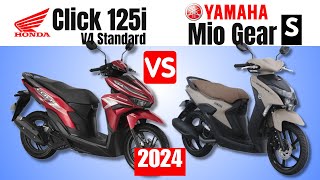 Honda Click 125i v4 Standard vs Yamaha Mio Gear S  Side by Side Comparison  Specs amp Price  2024 [upl. by Haonam]