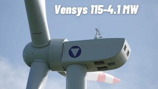 Uelvesbüll wind farm Vensys 1154100  410 MW wind turbines at a hub height of 91 m 25052023 [upl. by Athena]