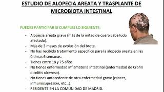 PARTICIPA en ESTUDIO de TRASPLANTE FECAL para ALOPECIA AREATA [upl. by Queri617]