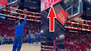 Luka Doncic hits insane trick shot off the jumbotron 🤯🤯 [upl. by Odiug716]