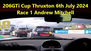 206GTi Cup at Thruxton 672024 Race 1 Andrew Mitchell DNRT [upl. by Neirbo]