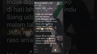 Mananti Jawek Cinto Fauzana Lirik liriklagu shortvideo music djfauzana cover [upl. by Ieppet104]