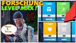 LEVEL MAX FORSCHUNG Tipps amp Tricks Fortnite Rette die Welt [upl. by Melleta]