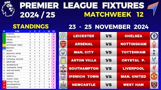 EPL FIXTURES TODAY  Matchweek 12 • EPL Table Standings Today • Premier League Fixtures 202425 [upl. by Supat810]