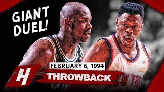 Patrick Ewing SCHOOLS Young Shaq  GIANT Duel Highlights 19940206  Ewing with 32 Pts [upl. by Olgnaed]