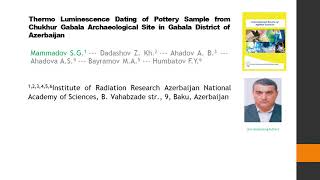 Thermo Luminescence Dating of Pottery Sample from Chukhur Gabala Archaeological Site in Gabala Distr [upl. by Tut226]