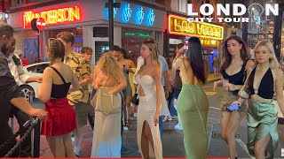 🇬🇧London City Nightlife Hot Summer Night in SOHO London  Sept 2023  London Night Walk 4K HDR [upl. by Eremaj]