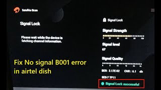 How to fix No signal Tv code B001 error in airtel digital tv dish by doing Satellite Scan [upl. by Iramat228]