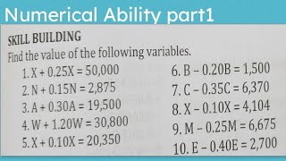 Numerical Ability Worksheet Finding the Old Value X  025X  50000  Part1 [upl. by Eehtomit946]