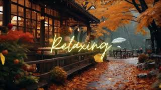 Peaceful Lakeside Cafe Ambience  Birdsong Gentle Rain amp Autumn Leaves for Relaxation [upl. by Lezti886]