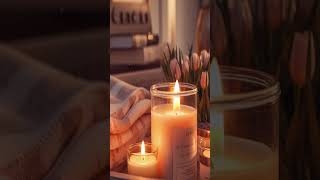 Virtual Candle Close Up Candle with Piano Music Soft Crackling Fire Sounds [upl. by Ablem]