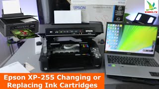 Epson XP255 Changing or Replacing Ink Cartridges [upl. by Cookie]