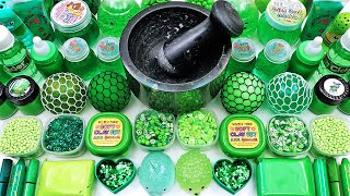 Satisfying Crushing 💯 Slime crush glitters ✅😬💥Mixing Green Makeup Cosmetics into Glossy Slime ASMR [upl. by Capps]