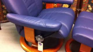 Ekornes Stressless Consul Recliner Navy Blue Batick Leather [upl. by Kain890]