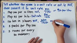 Tell Whether the given is a Unit Rate or NOT  Grade 7  Matatag Curriculum [upl. by Brigham]