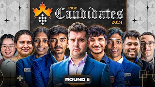 FIDE Candidates 2024  Rd 5  Gukesh in joint lead with Nepo  ft Samay Srinath Amruta Harshit [upl. by Ainesell]