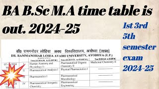 BA BSc MA time table is out  rmlau time table 2024  rmlau exam date 2024  rmlauexamnews [upl. by Idnil487]