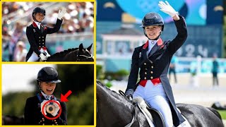 GB’s Lottie Fry wins second Olympics dressage bronze in individual freestyle [upl. by Arlana]