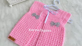 Easy crochet pattern baby vest Tığ işi Cimcime Model Bebek Yeleği  6 ay [upl. by Thorstein]