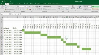 Excel GanttDiagramm erstellen  bedingte Formatierung Balkenplan Projektplan Projektmanagament [upl. by Anavas]