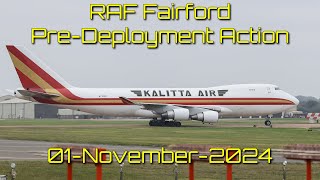 RAF Fairford PreDeployment Action Cargo Boeing 747 and C17A arrive with Kit for the BTF 01Nov24 [upl. by Monika515]