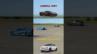 Koenigsegg RST v Model X Plaid  carwow dragrace viralshort tesla koenigsegg [upl. by Ydnal]