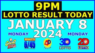 9pm Lotto Result Today January 8 2024 Monday [upl. by Norred]