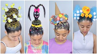 Peinados locos y divertidos para niñas 🤪🌈  crazy hairstyles 🤪✨ [upl. by Almita]