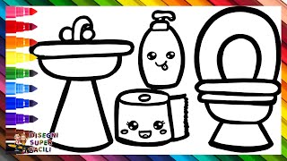 Disegnare E Colorare Un Bagno 🚽🧻💦🧼🚰🌈 Disegni Per Bambini [upl. by Wordoow]